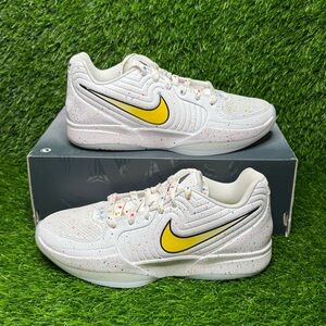Size 8 - Mens Nike Ja 2 PER Snow White Yellow Basketball Shoes - IF1606 100